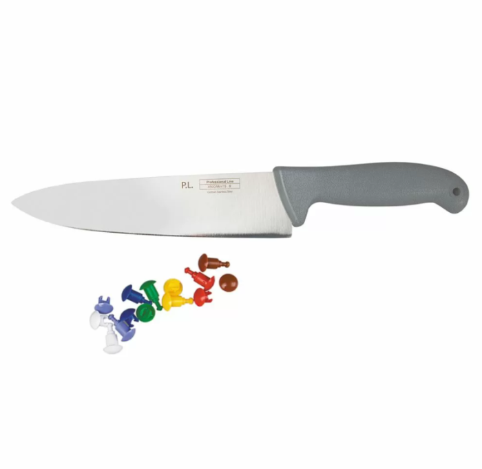 Шеф-нож PRO-Line с цветными кнопками 20 см, серая пластиковая ручка, P.L. Proff Cuisine