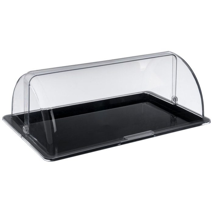 Поднос сервировочный GN 1/1 530*325 мм. поликарбонат, черный, с крышкой Roll-Top Gastroplast /1/