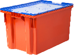 Ящик п/э 600х400х365 сплошной, Safe Pro цв. синий с оранжевой крышкой(натуральный) Тара