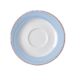 Блюдце Bahamas 2 круглое, борт голубой D=150 мм., для чашки 23cl, фарфор RAK BASA15D54