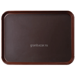 Поднос прямоуг.; полипроп.,прорезин.; H=25,L=455,B=355мм; коричнев. Prohotel 1418ct/p