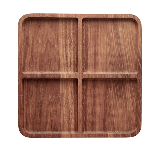 Менажница квадр. 4 секции; дуб; H=25, L=300, B=300мм; деревян. PPwood Q521O-06N
