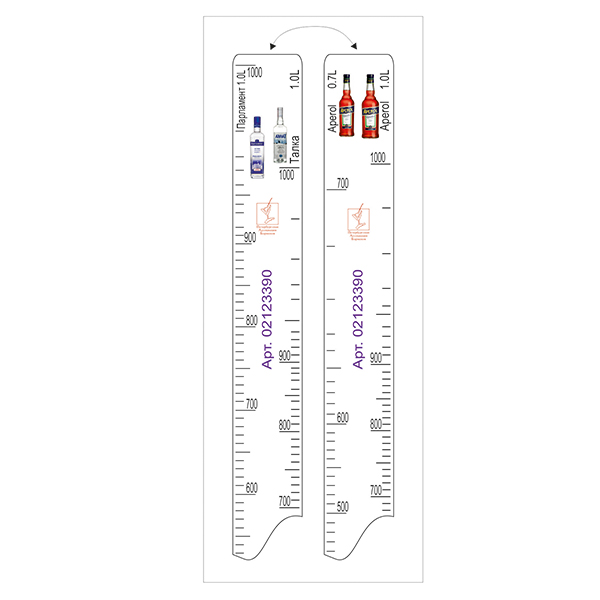 Линейка барная «Апероль» 0,7, 1 л, «Парламент», «Талка» 1 л пластик, L=280, B=20 мм белый STEK 2123390