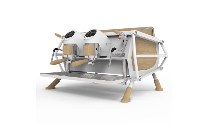 Кофемашина Sanremo Café Racer Naked  2 гр. белая-дерево