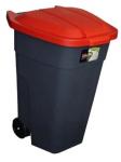 Бак для мусора 110 л красный с крышкой на колесах /1/ N Plast Team PT9990КР-1