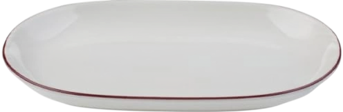 Блюдо овальное Modest Maroon фарфор, L=280 мм, белый/красный ID Fine