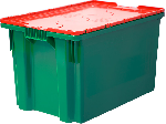 Ящик п/э 600х400х350 сплошной, Safe Pro цв. зеленый с красной крышкой
