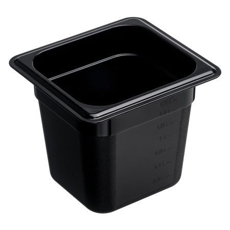 Гастроемкость 1/6 h=150 мм. 176х162 мм. 2,1 л. поликарб. черная Gastroplast /1/36/
