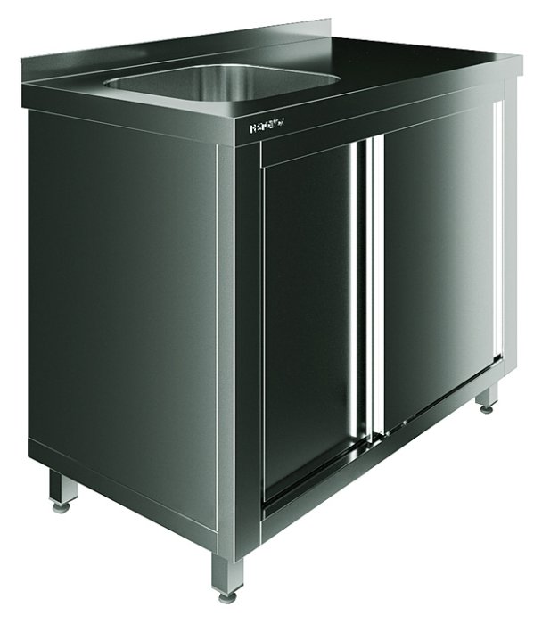 Стол производственный купе Restoinox СПЗК1М-8/6-БЛ с моечной ванной