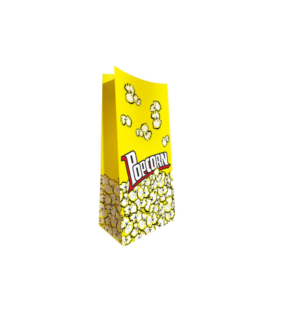 Пакет бумажный для попкорна, 1.3л., желтый, рисунок popcorn, однослойный ГРУППА ИЛИМ (1000 шт)