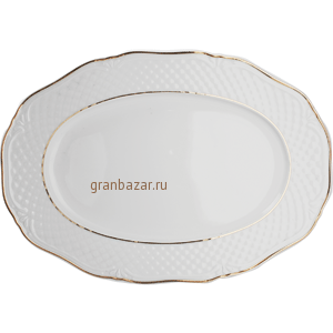 Блюдо овальное «Афродита»; фарфор; H=1.5,L=24,B=16.5см; белый,золотой Lubiana 2656-gold