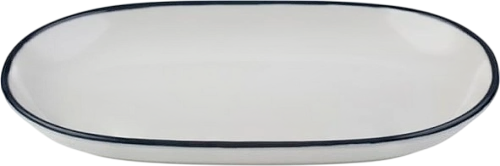 Блюдо овальное Modest Navy фарфор, L=330 мм, белый/синий ID Fine