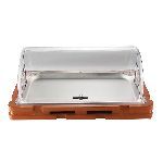 Поднос для выкладки 590х380х250 мм нерж. на дерев. подставке с Roll-top крышкой + 2 хладогена KINGO CH-2201