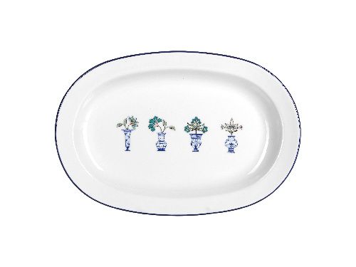 Блюдо овальное Vaso Piccolo 350 мм, кант синий, Porland DS12