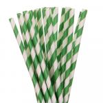 Трубочки для напитков бумажные D 6мм L 197мм полоска зелёный/белый ГЕОВИТА GVS-20 1000шт.