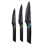Набор кухонных ножей, 3 шт: 100 мм, 125 мм, 135 мм, цвет чёрный Vertex VRX-005