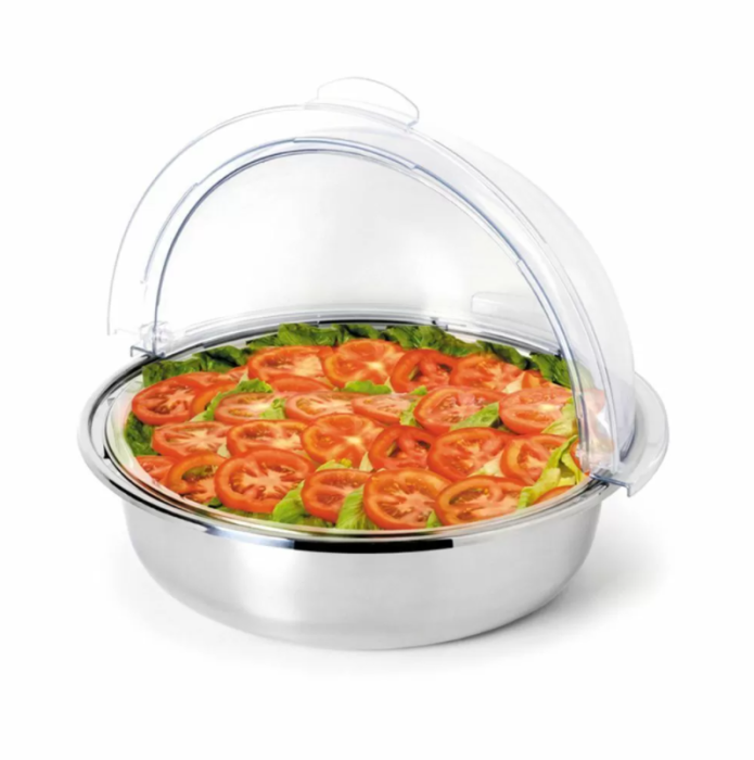Поднос для выкладки d 385 мм h305 мм нерж. с пласт. Roll-top крышкой + емкость с хладогеном Sunnex X88281-CIB