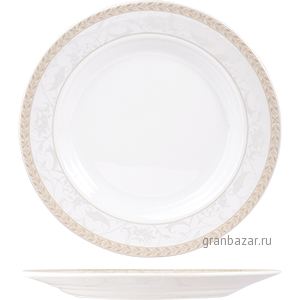 Салатник «Антуанетт»; фарфор; 900мл; D=300,H=45мм; белый,олив. Steelite 9019 C344