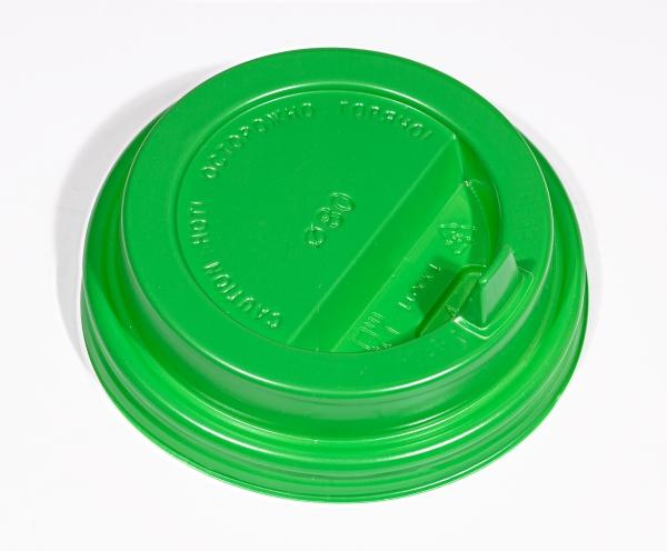 Крышка для стакана 200мл D 80мм пластик зелёный с носиком Атлас-Пак .