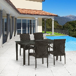 Комплект плетеной мебели T256A/YC379A-W53 Brown (4+1) + подушки на стульях