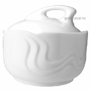 Сахарница с крыш. «Мелодия»; фарфор; 200мл; D=8.7,H=7.5см; белый G.Benedikt MEL4301