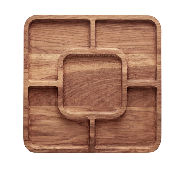 Менажница квадр. 5 секций; дуб; H=25, L=300, B=300мм; деревян. PPwood Q520O-06N