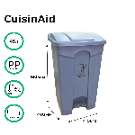 Контейнер для мусора CuisinAid, 45 л, серый пластик с педалью CD-FPT45G