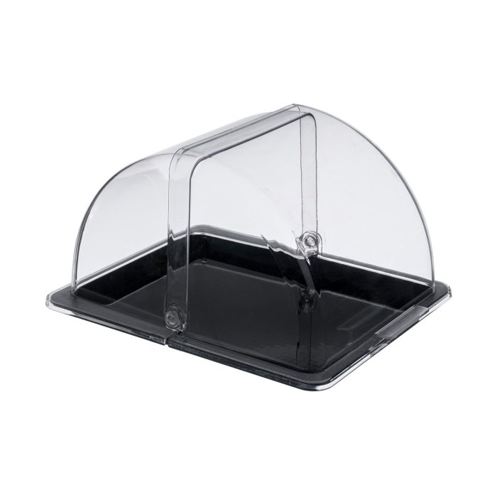Поднос сервировочный GN 1/2 325*265 мм. поликарбонат, черный, с крышкой Roll-Top Gastroplast /1/