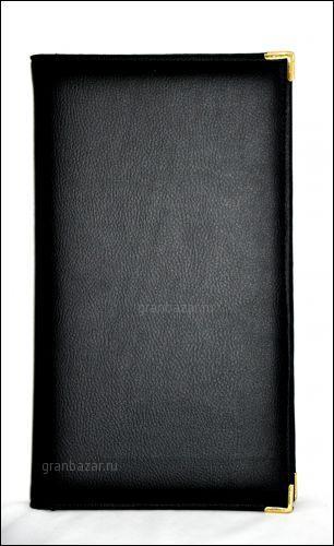 Папка-карта вин 325x185 мм кож.зам.-шелк черная съемные файлы 318