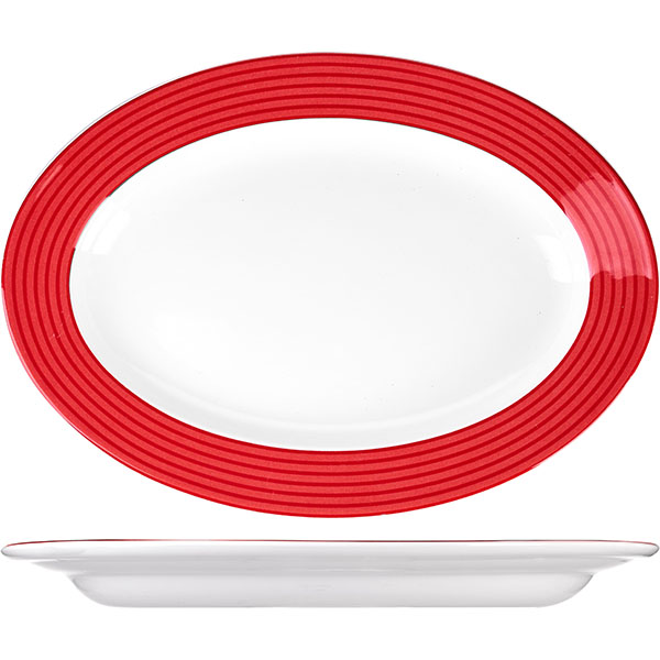 Блюдо овальное; фарфор; H=35, L=380, B=270 мм; белый, красный Dudson 2UBH450N