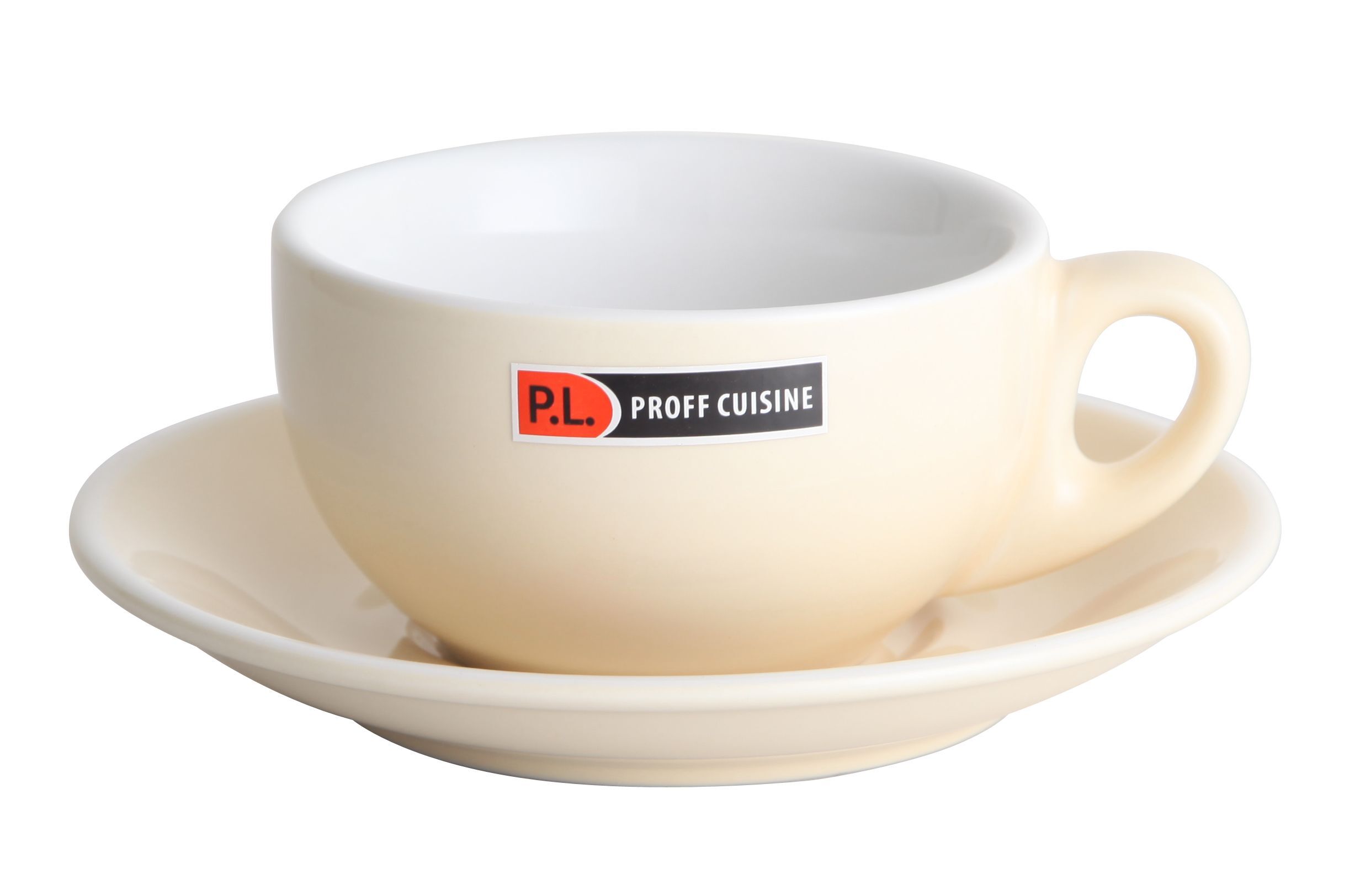 Чашка с блюдцем Barista (Бариста) 220 мл, бежевая, P.L. Proff Cuisine 10618/10621