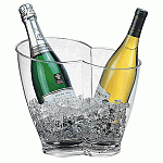 Ведро д/шампанского на 2 бут-ки; пластик; 4л; H=26,L=30.5,B=21.5см; прозр. APS 36056