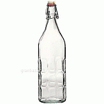 Бутылка д/масла и уксуса «Мореска»; стекло,металл; 1060мл; D=85,H=315мм; прозр.,металлич. Bormioli Rocco 3,4593