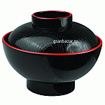 Мисосупница с крыш.; пластик; 350мл; D=115,H=95мм; черный,красный ProHotel 19AB-0014-1