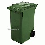 Контейнер д/мусора на обрезин.колесах; пластик; 240л; H=119,L=58,B=74см; зелен.