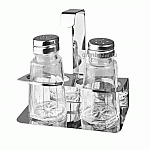 Набор соль/перец на подставке; сталь нерж.,стекло; 50мл; H=100,L=100,B=52мм; серебрян.,прозр. Prohotel BF-2118