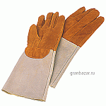 Перчатки д/кондитера, укорочен. t=300С (пара); кожа; L=31,B=16см; серый,оранжев. MATFER 773011