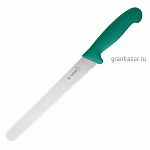 Нож д/хлеба; сталь нерж.,пластик; L=38.5/23.3,B=3см; зелен. MATFER 182219