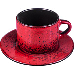 Чайная пара «Млечный путь красный» фарфор 200 мл D=155 мм красный, черный Борисовская Керамика ФРФ88802360